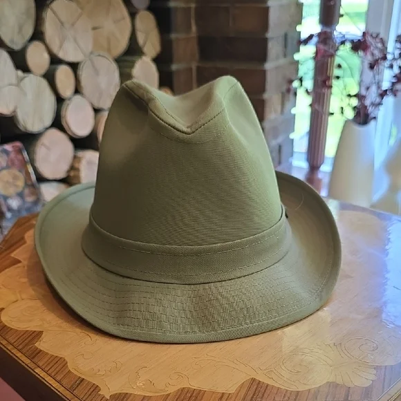 Vintage Men's Olive Green Wool Blend Fedora Hat - Picture 2 of 9